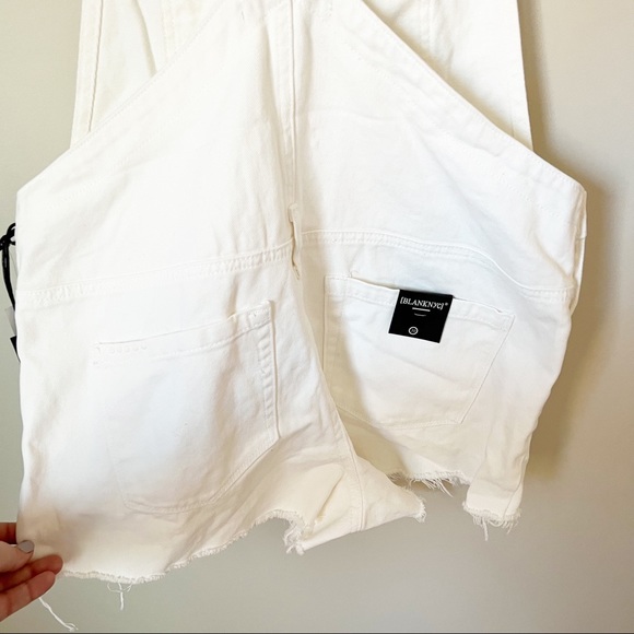 BLANKNYC White Raw Hem Denim Shortalls Lightbox White 30 10 NWT - Picture 14 of 16